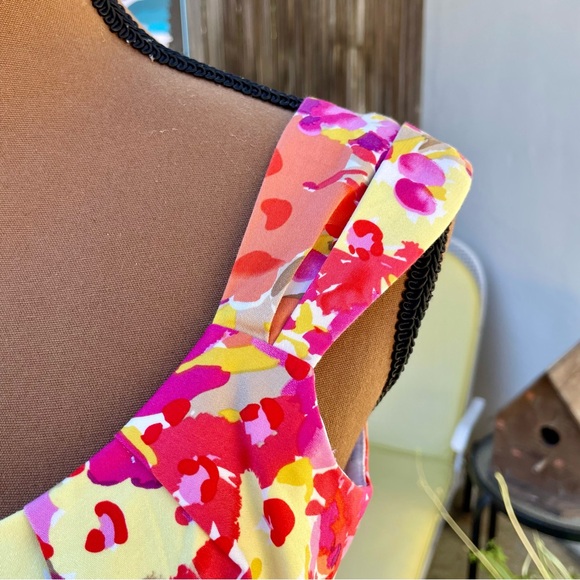 Y2K Dressbarn A-Line Fit & Flare Sleeveless Knee Length Floral Dress Pink 6P - Picture 9 of 16